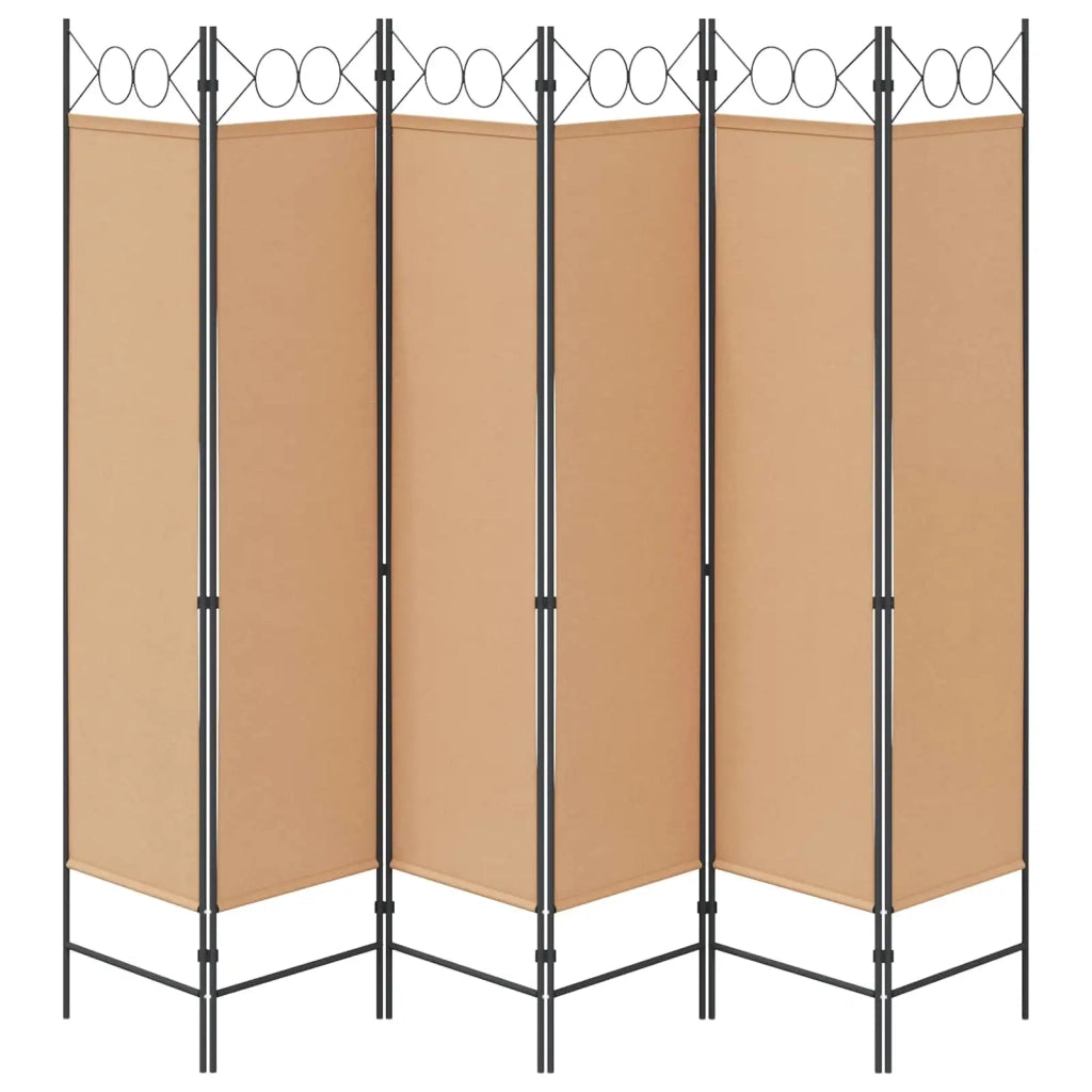 Divisore per Stanza a 6 Pannelli Beige 240 x 180 cm Tessuto 42039192