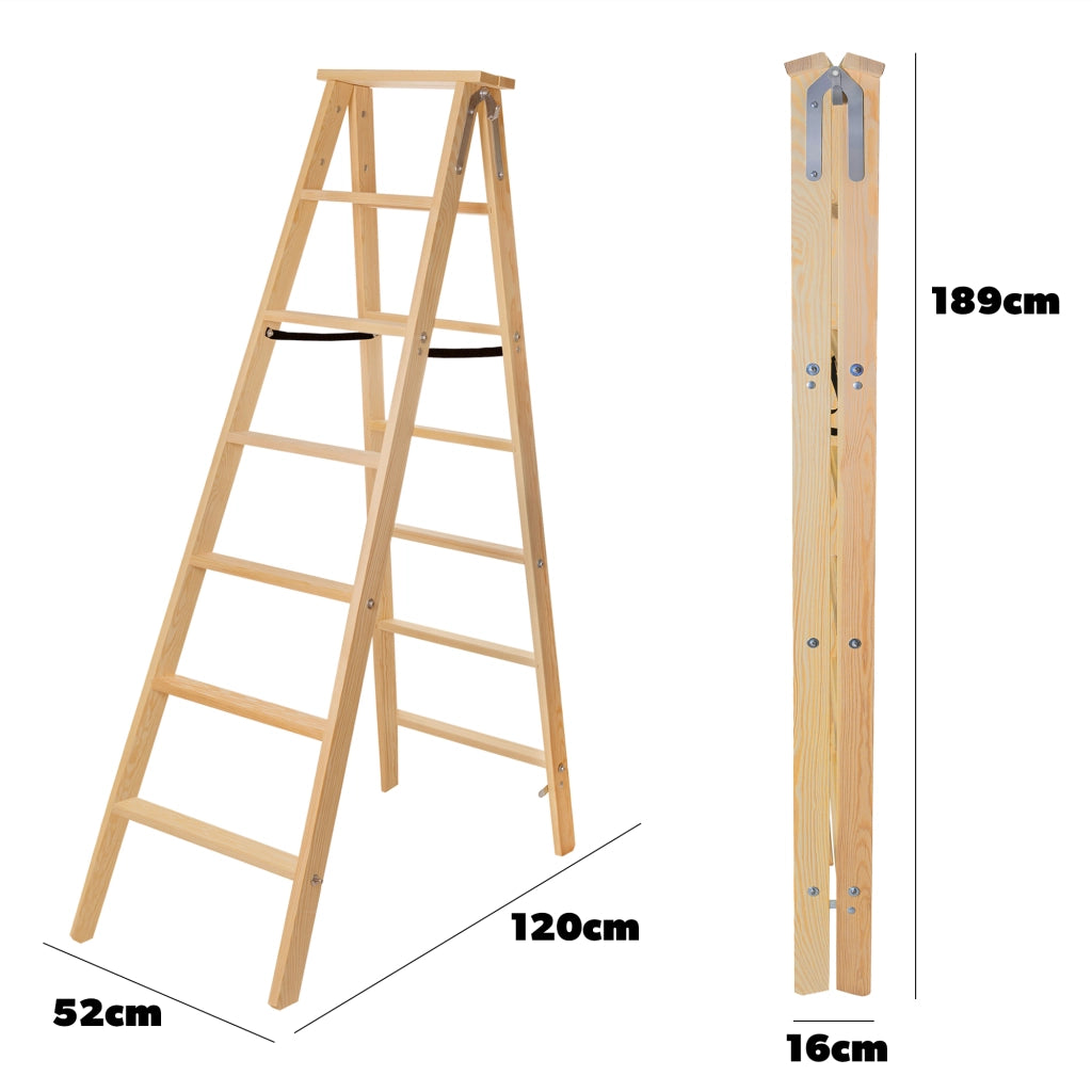 Scala da pittore in legno KADAX, 7 gradini, pieghevole, a doppia faccia