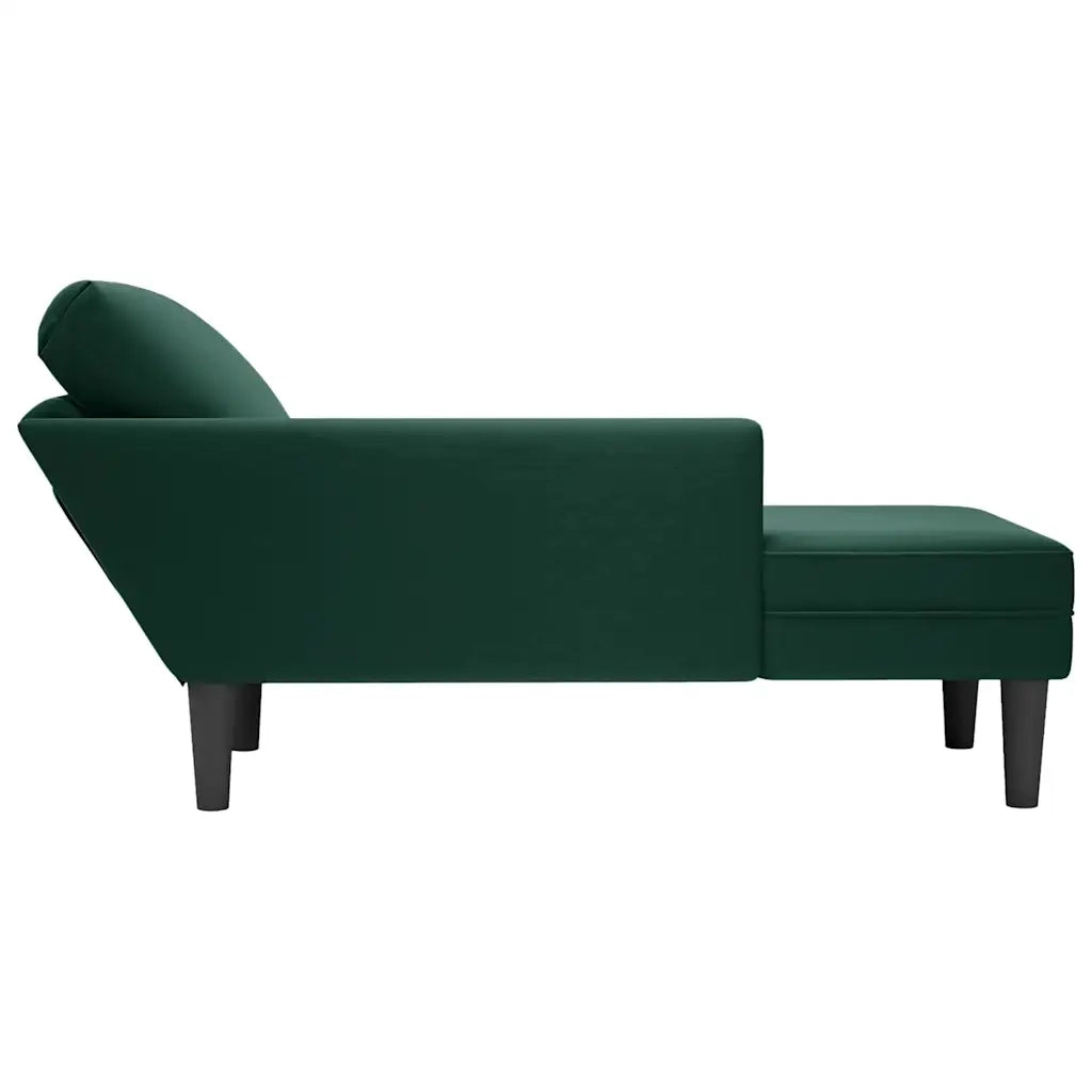 Sdraio con Cuscino e Bracciolo Destro in Velluto Verde Scuro CFW4804546