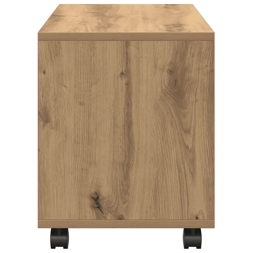 Mobiletto con Ruote Rovere Artigianale 72x33x42,5 cm Truciolato 853145