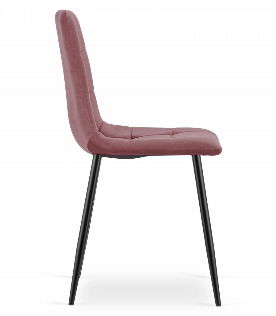 Sedia Valora PYRA in velluto rosa con gambe nere, design moderno x4