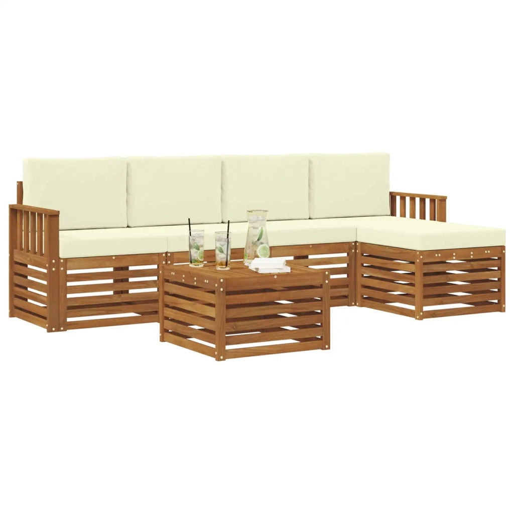 Set di divani da esterno 6 pz Naturale e Crema 3374680