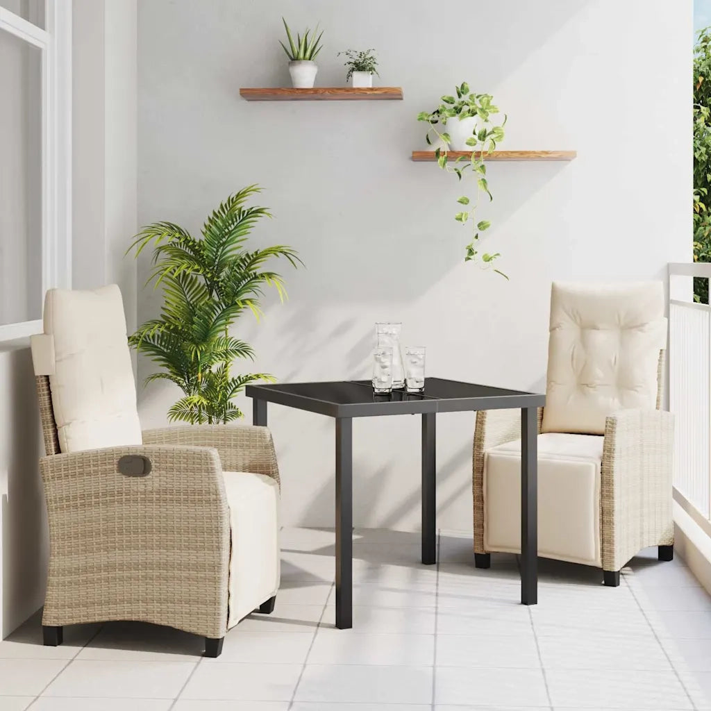 Set da Pranzo per Giardino con cuscino 3 pcs Beige polyrattan 3380442