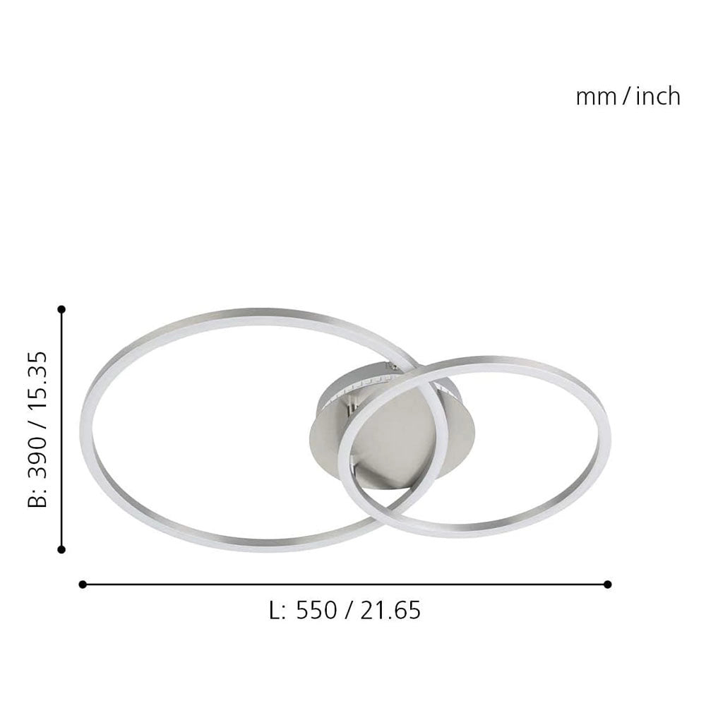 Lampadario con 2 Cerchi Led e Dimmer RGB Palmaves 3 Eglo