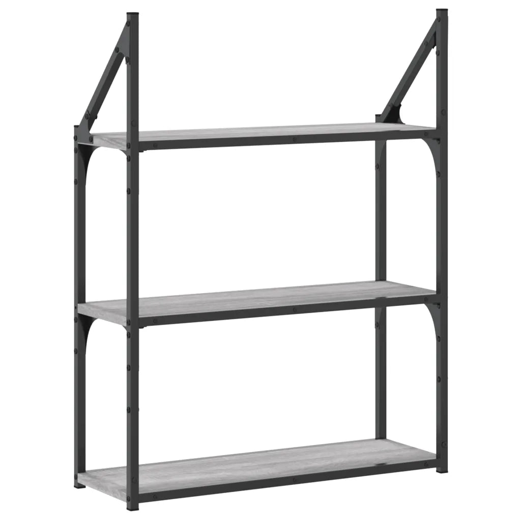 Scaffale Parete 3Ripiani Grigio Sonoma 60x21x78,5cm Multistrato 835452