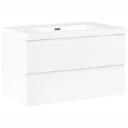 Mobile bagno sospeso bianco 90 x 50 cm con 2 cassetti e lavabo