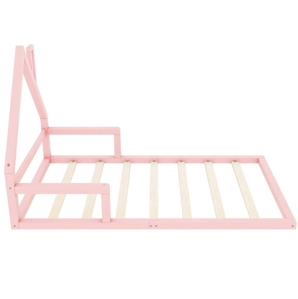 Letto per bambini a forma di casa 90x200 cm in legno di pino e MDF; rosa