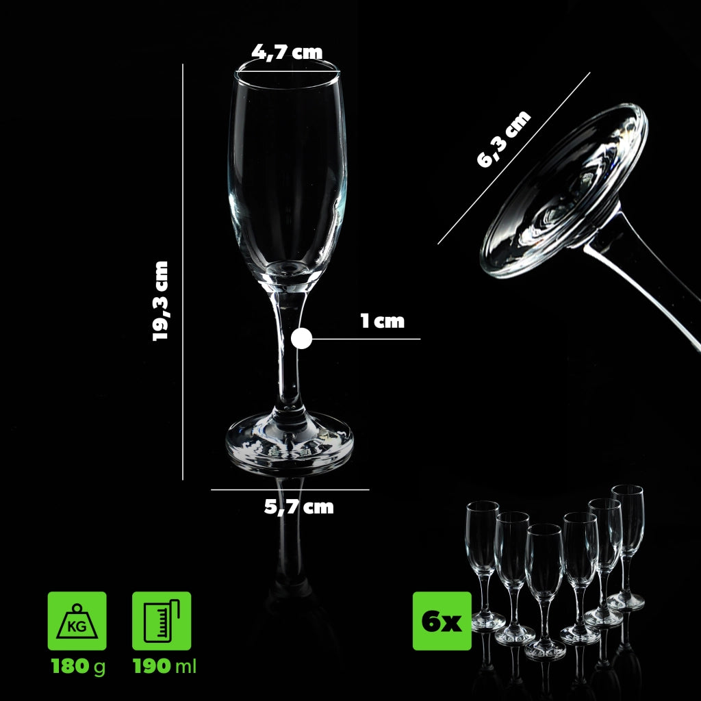 Set di 6 bicchieri da champagne/prosecco KADAX da 190 ml