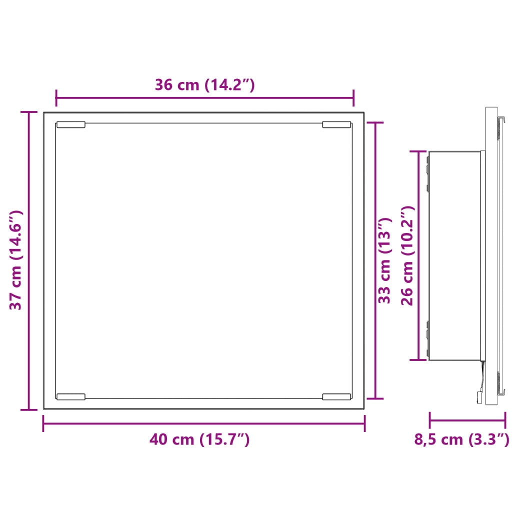 Specchio da Bagno a LED Rovere Affumicato 40x8.5x37 cm Legno Composito