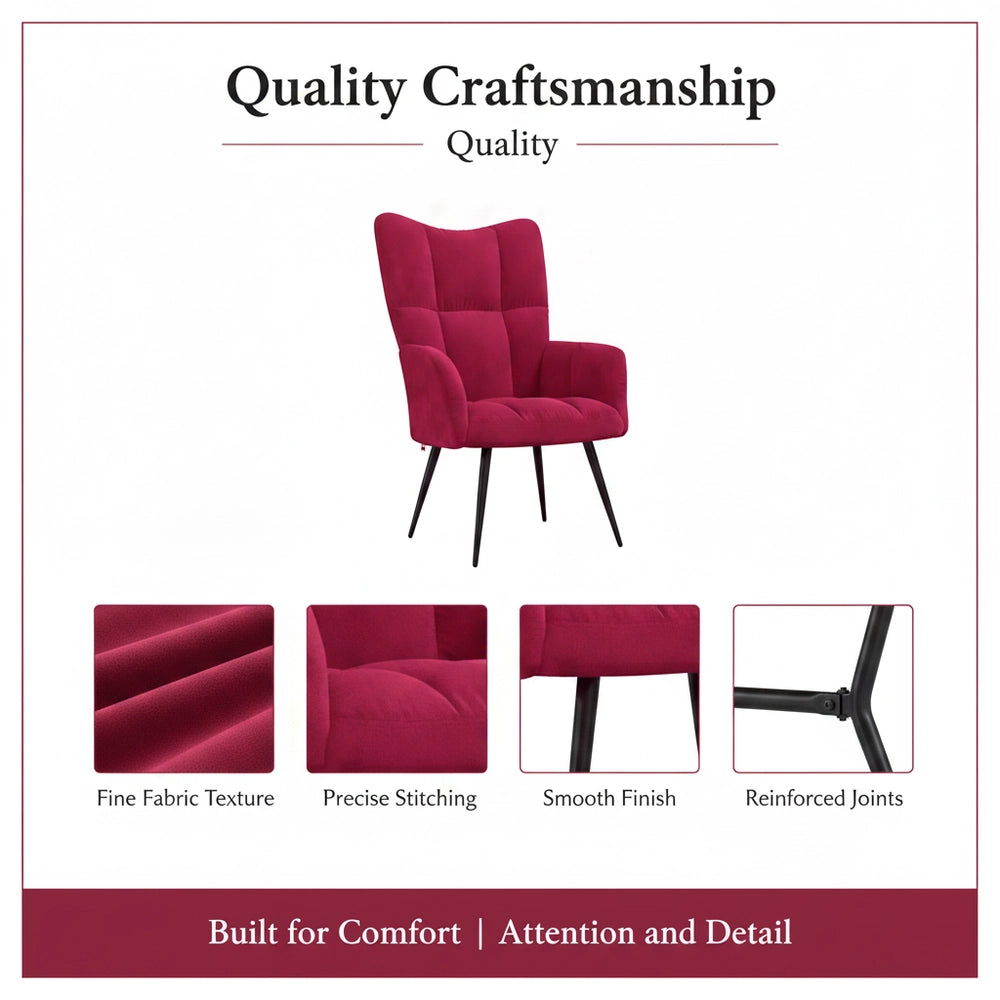 Reclining Armchair, Wine Red Velvet
