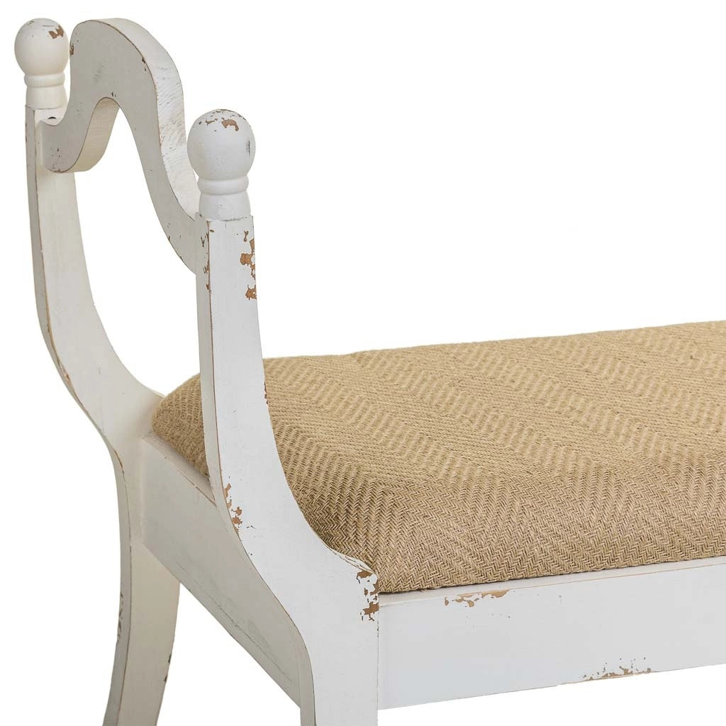 Sgabello imbottita in legno bianco 90x45,5x78h