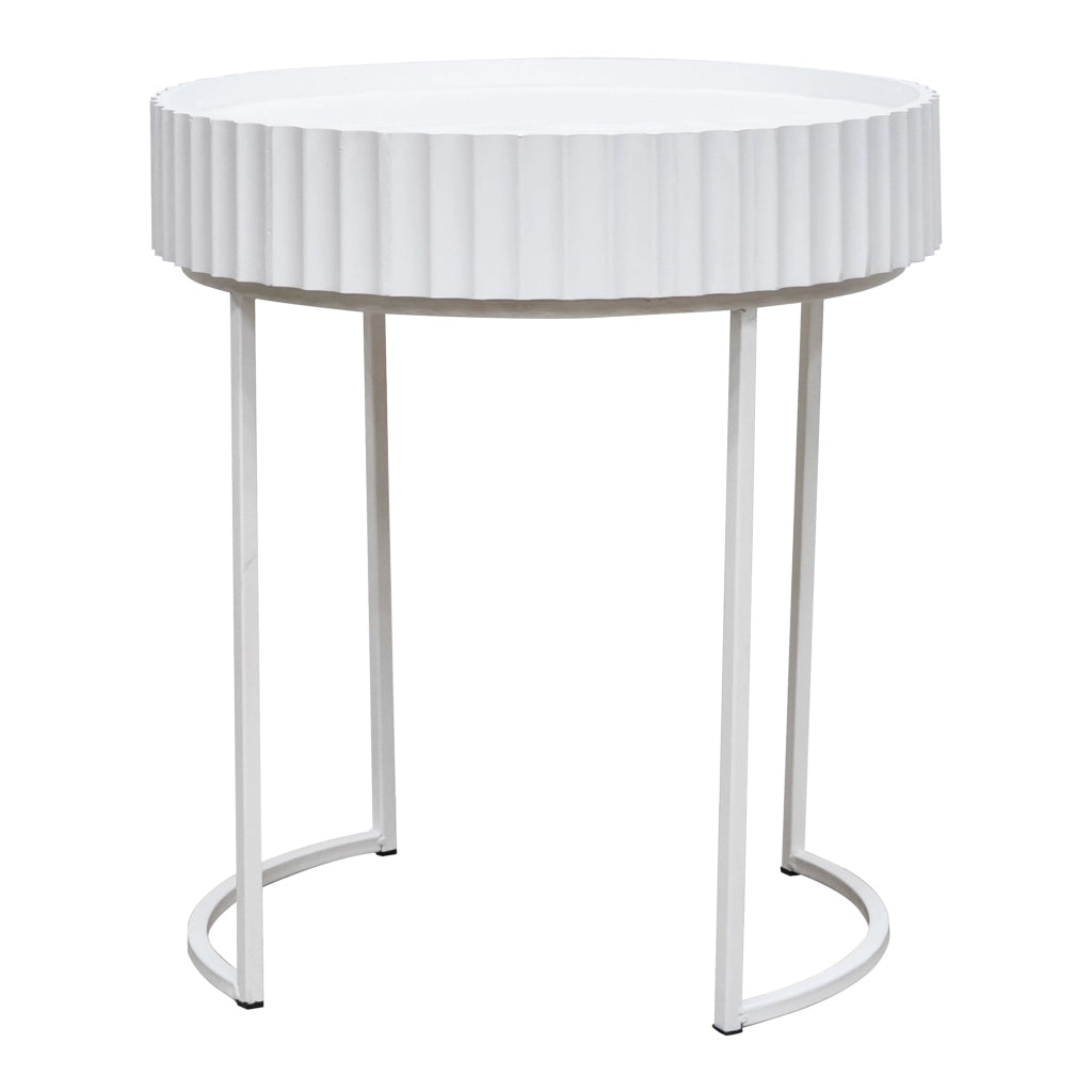 Tavolino Rotondo Rill da Salotto 46 x Ø40 cm - Bianco [en.casa]