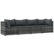 Set Divani da Giardino 4 pz | Set Salotto da Giardino con Cuscini in Polyrattan Grigio