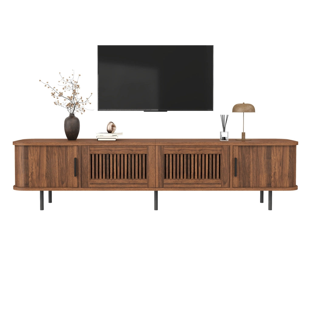 Mobile TV basso 180 cm con LED APP; 2 cassetti e porte scorrevoli; noce