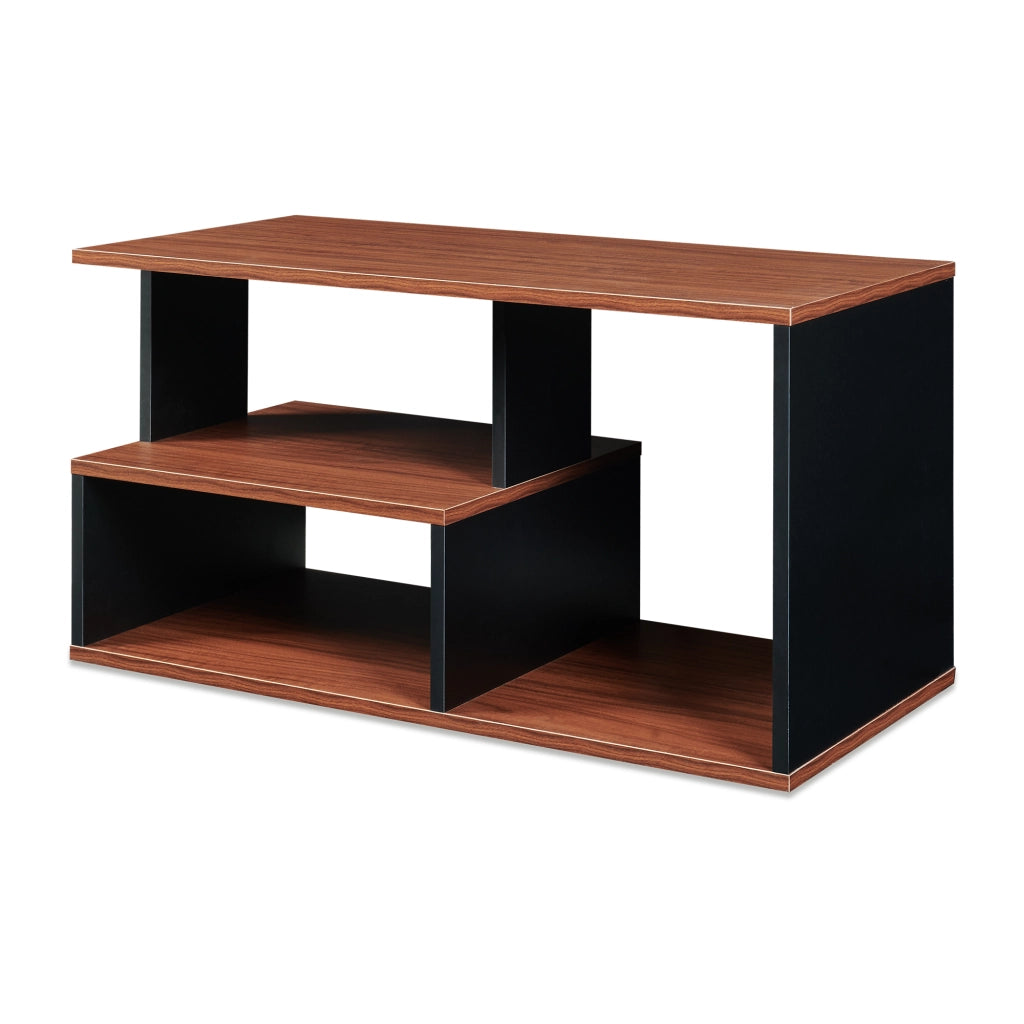 Tavolino da Salotto Trond con 3 Vani Aperti 80 x 40 x 42 cm - Nero/Effetto Noce [en.casa]