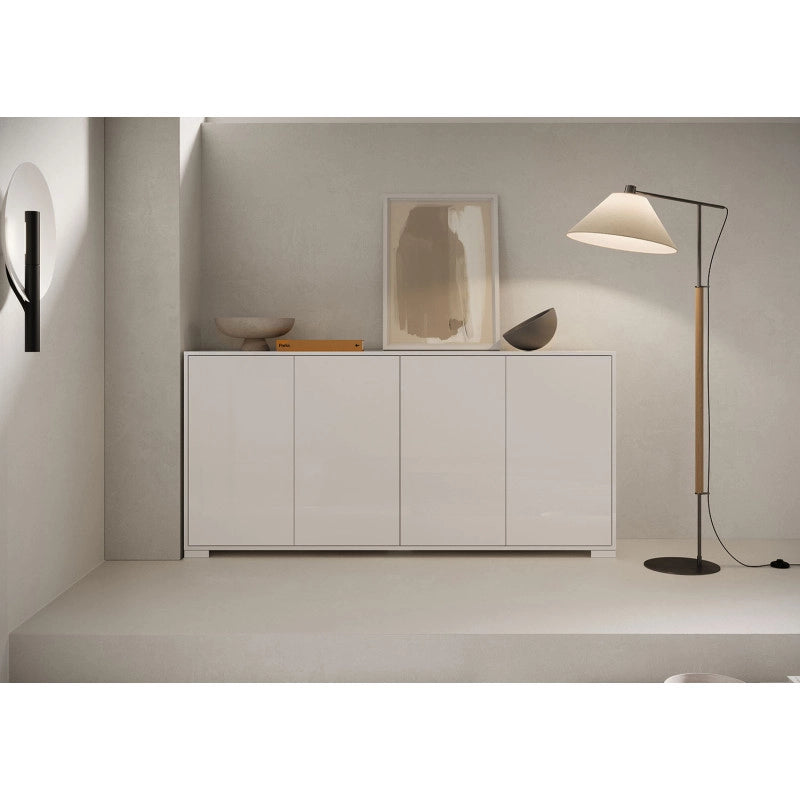 Madia moderna 4 ante 172x40x83 cm Lumina - Bianco Lucido