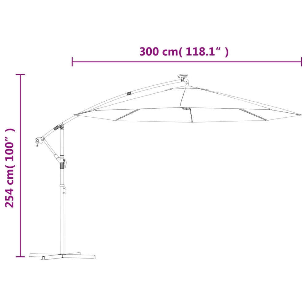 Parasol With LED Lighting And Steel Mast 300 Cm Anthracite