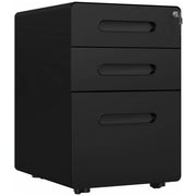 Mobile schedario/contenitore per ufficio con 3 cassetti, in acciaio, nero, 39x48x59 cm, ideale per ufficio e ufficio domestico.