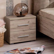 Colliano, Comodino 2 Cassetti, 44.5x33.5x43h cm Marrone Noce