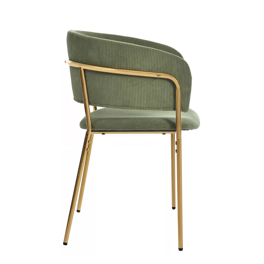 Sedia da Pranzo con Piedini Regolabili e Schienale Ergonomico in Metallo e Legno, Verde