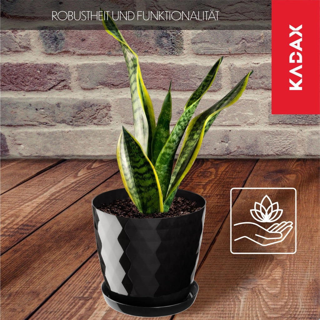 Vaso da fiori in plastica KADAX con supporto, coprivaso, 20 cm, nero, Kadax