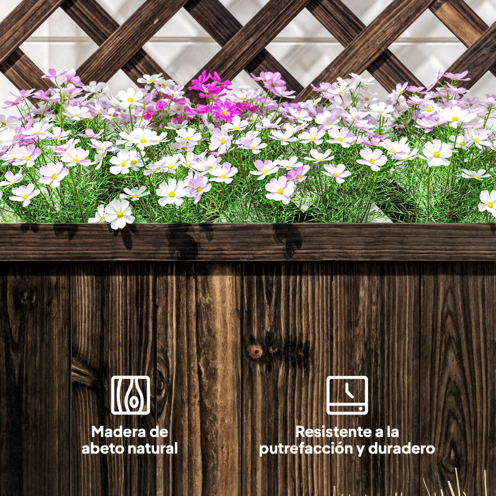 Fioriera per Giardino con Griglia di Legno ¨C Zephmum ¨C 72,5x31,5x149,5 cm Carbonizzato