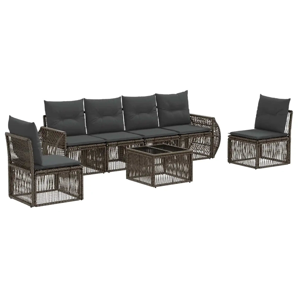 Set Divano da Giardino 7 pcs Grigio e Grigio Scuro polyrattan