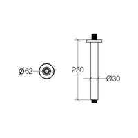 Lineabeta - Braccio doccia a soffitto tondo Supioni 25cm snodo ½ in ottone cromato