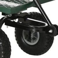 Carrello da Giardino in Acciaio con Capacità 150 kg e Maniglia Rivestita, 94x48.5x100 cm, Nero e Verde