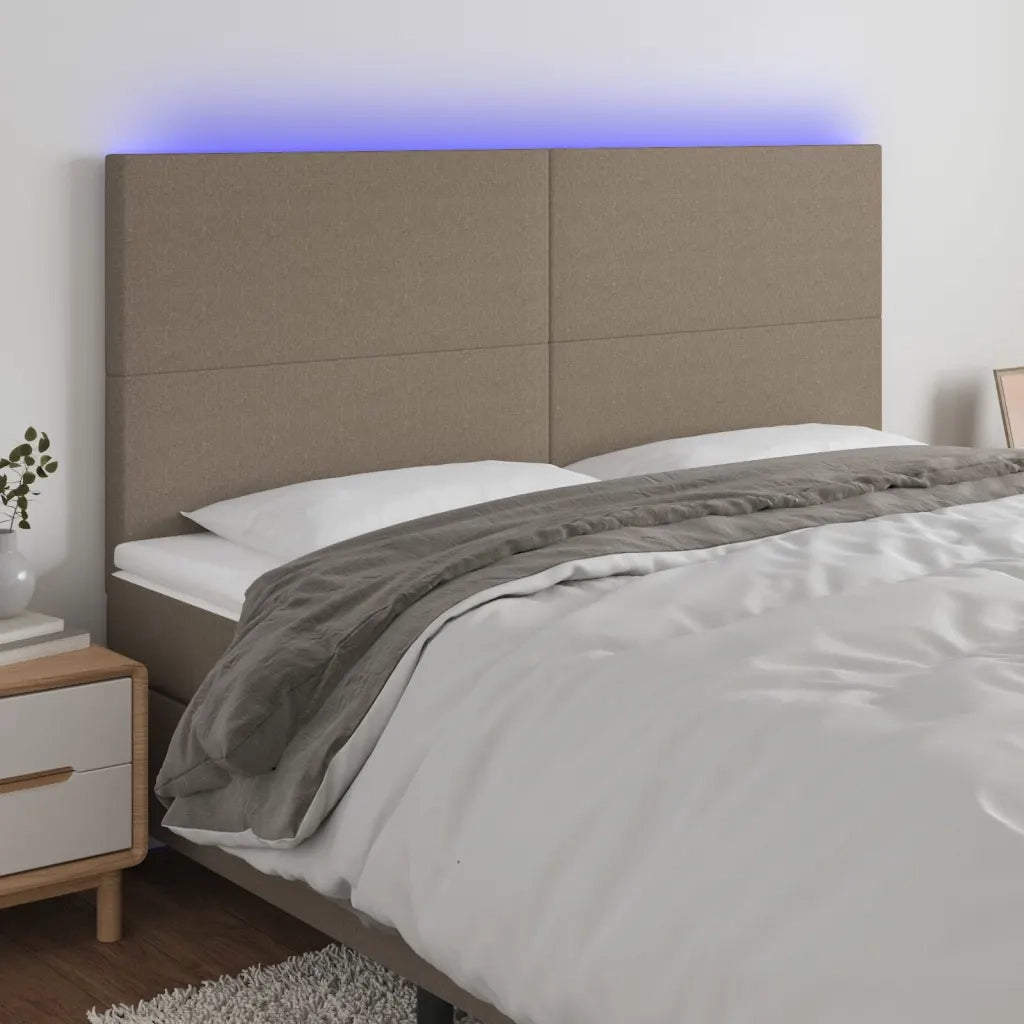 Testiera | Testata a LED Tortora 180x5x118/128 cm in Tessuto