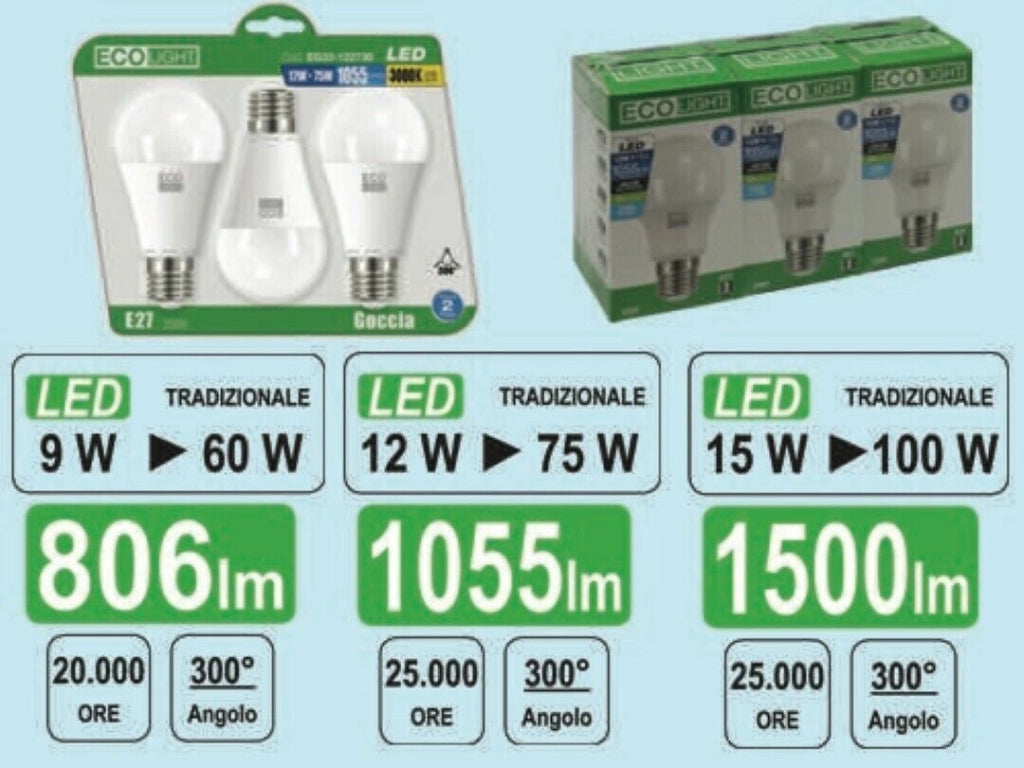 Goccia Led 12W=75W E27 6400K 1055 Lm - Bisonte
