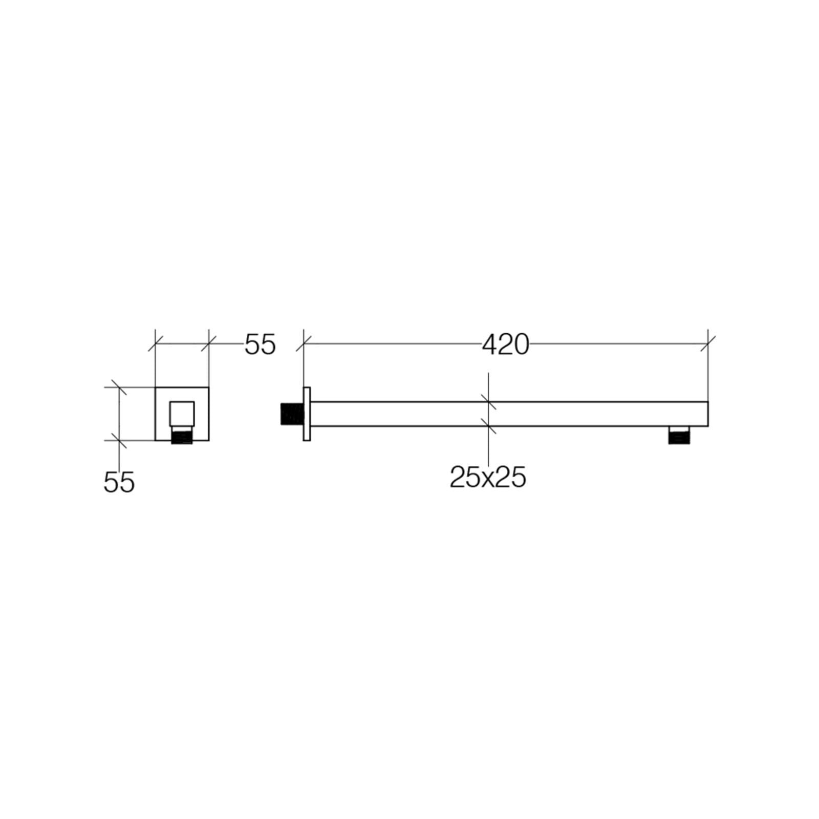 Lineabeta - Braccio doccia quadro a parete Supioni 42cm snodo ½ in ottone cromato