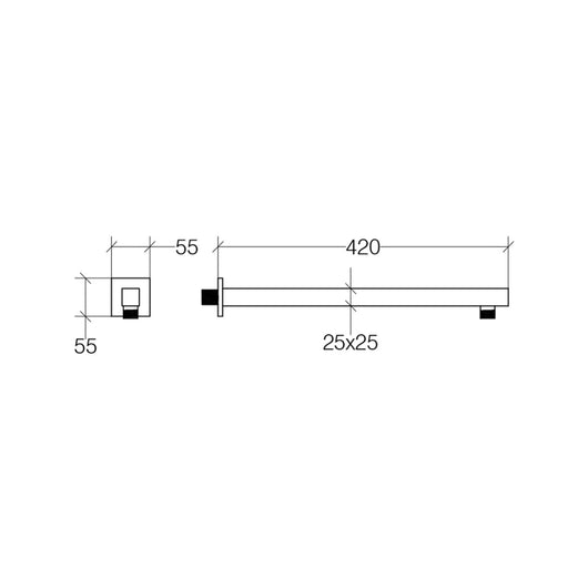 Lineabeta - Braccio doccia quadro a parete Supioni 42cm snodo ½ in ottone cromato
