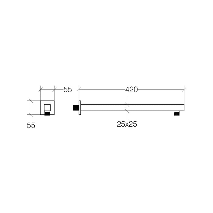 Lineabeta - Braccio doccia quadro a parete Supioni 42cm snodo ½ in ottone cromato