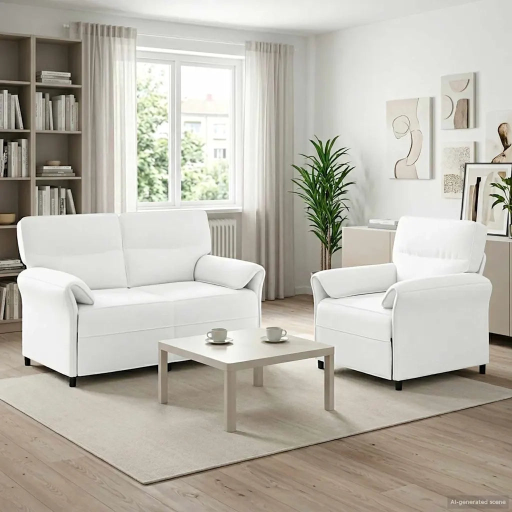 Set di divani 2 pz Bianco Tessuto 3424854