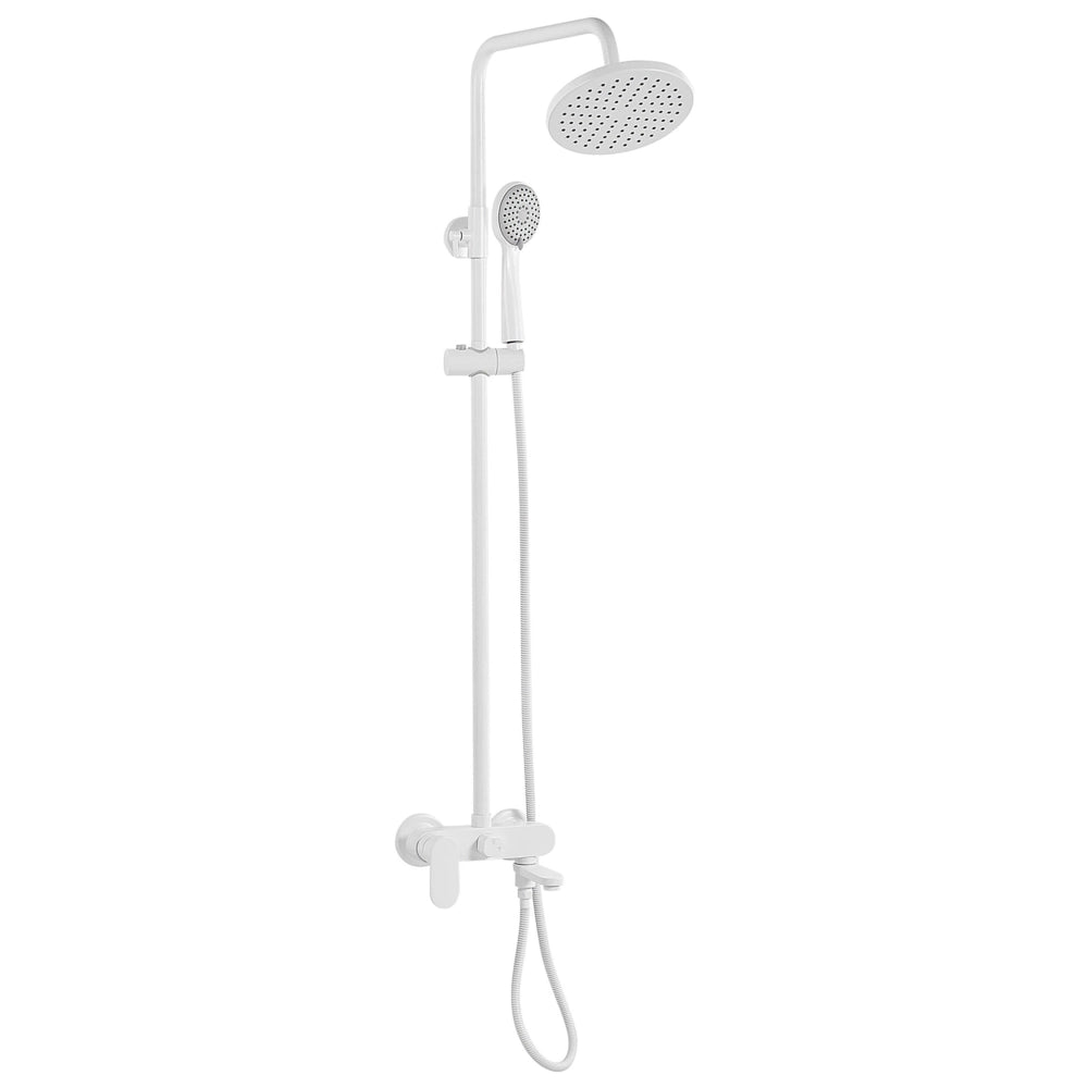 Moderno Set Colonna Doccia da Muro con Soffione a Pioggia in Ottone Bianco Opaco