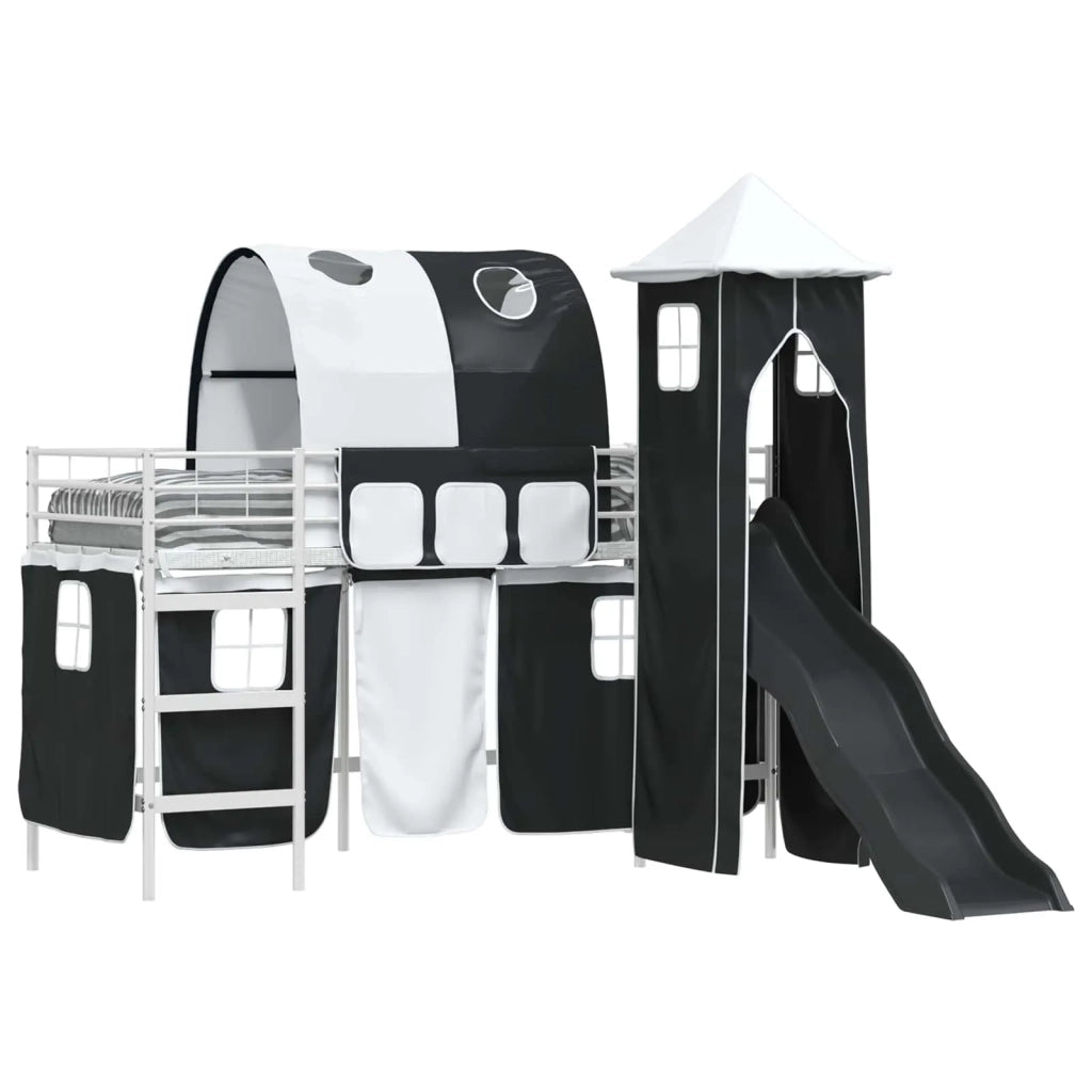Struttura del letto loft per bambini-Giroletto per bambini Bianco e Nero 90 x 190 cm 589877