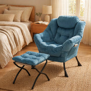 SEDIA Relax con Pouf Blu in Tessuto e Metallo