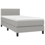 Letto singolo | Letto per adulti | Letto a Molle Materasso e LED Grigio Chiaro 100x200 cm Tessuto