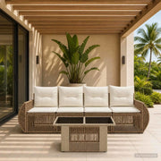 Set Divano da Giardino 5 pz Beige e Bianco Crema polyrattan 3436896