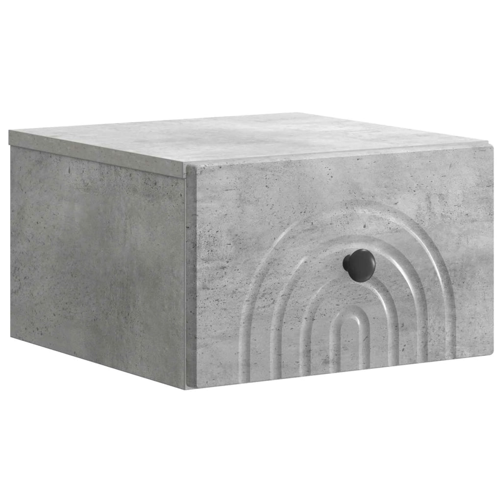 Mobiletto da notte a muro con cassetto 2 pcs Grigio Cemento 898092