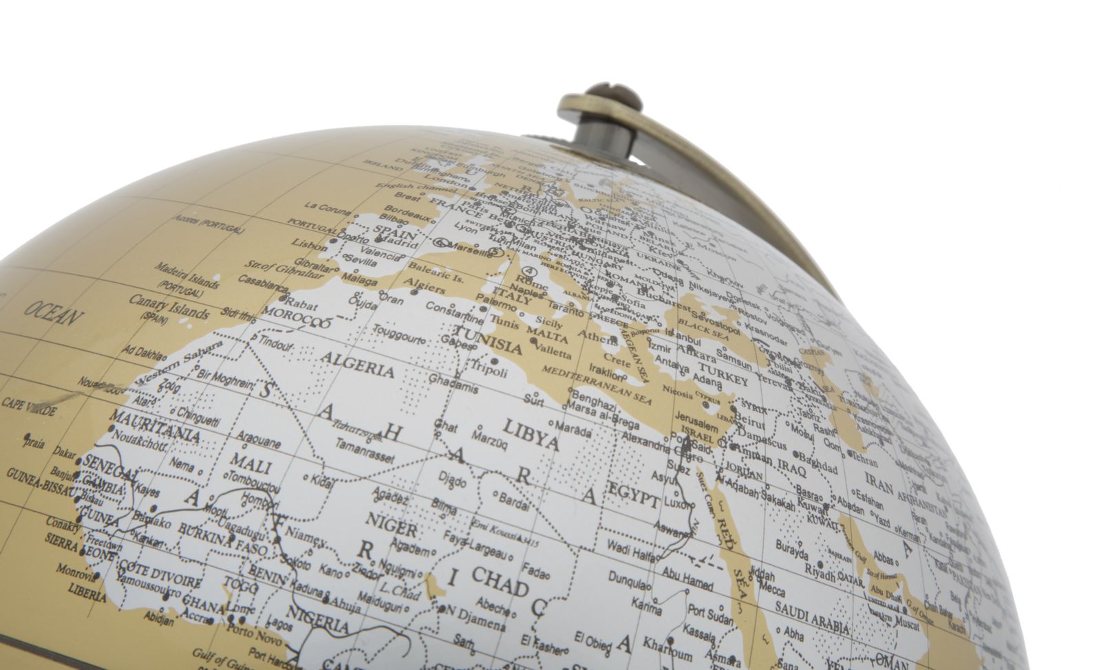 Mappamondo Arancione Ø20x28 cm Metallo e Plastica Oro Ruggine e Argento