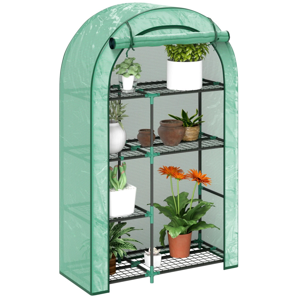 Serra a Parete a 4 Livelli 100x45x160 cm con Porta a Cerniera in Acciaio e PE Verde