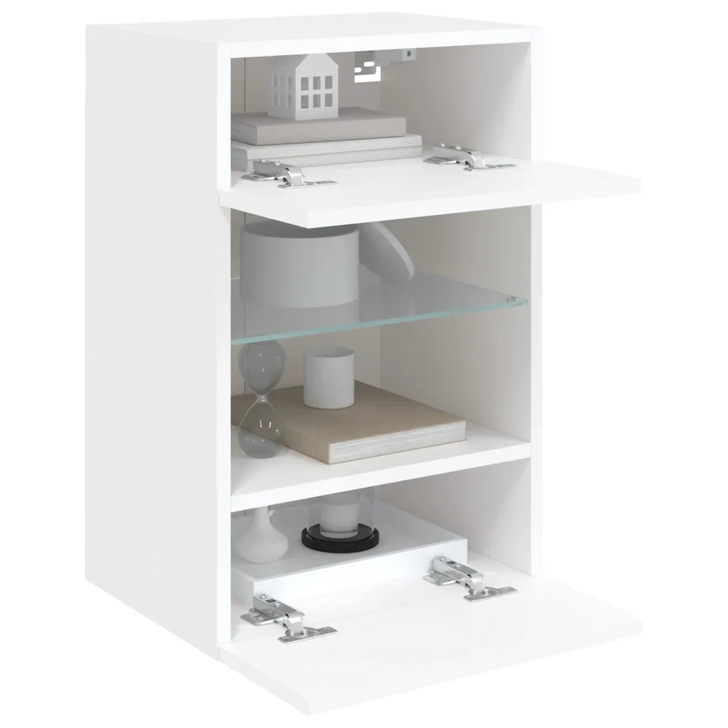 Mobile TV a Parete con Luci LED-Mobile TV a Muro Bianco 40x30x60,5 cm