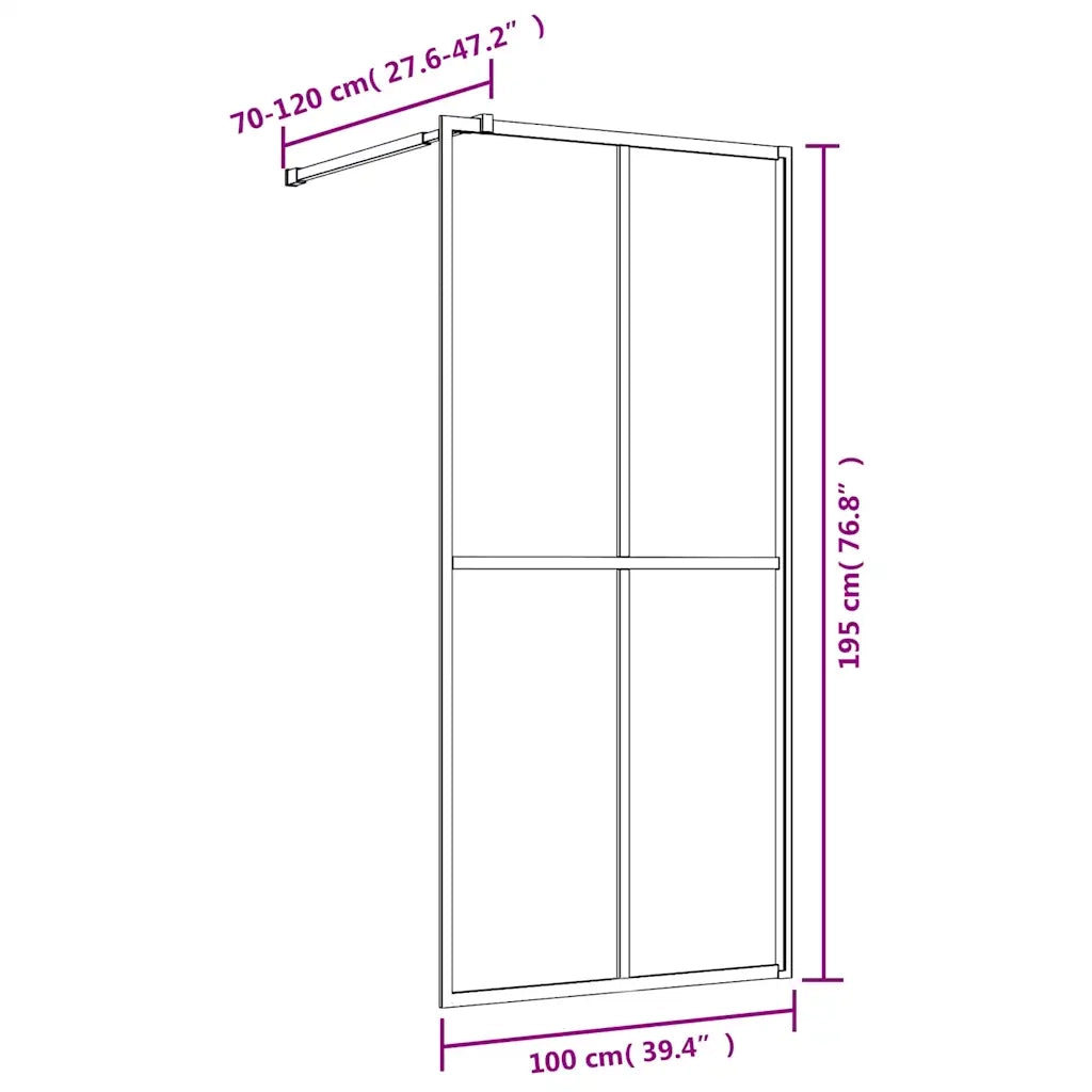 Parete per Doccia Walk-in Vetro Trasparente ESG 100x195cm Rossa 154946