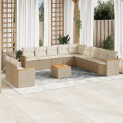 Set Divani da Giardino 12 pz con Cuscini Beige in Polyrattan 3258537