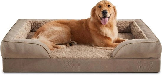 Letto per Cani Extra Grande con Struttura a Reticolo e Cuscino Idrorepellente, Marrone