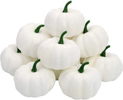 NTHProducts - Kunstpompoenen - Decoratie voor Herfst - Mini Pompoenen - Wit - Kunststof - Perfect voor Halloween en Thanksgiving - Ideaal voor Binnen