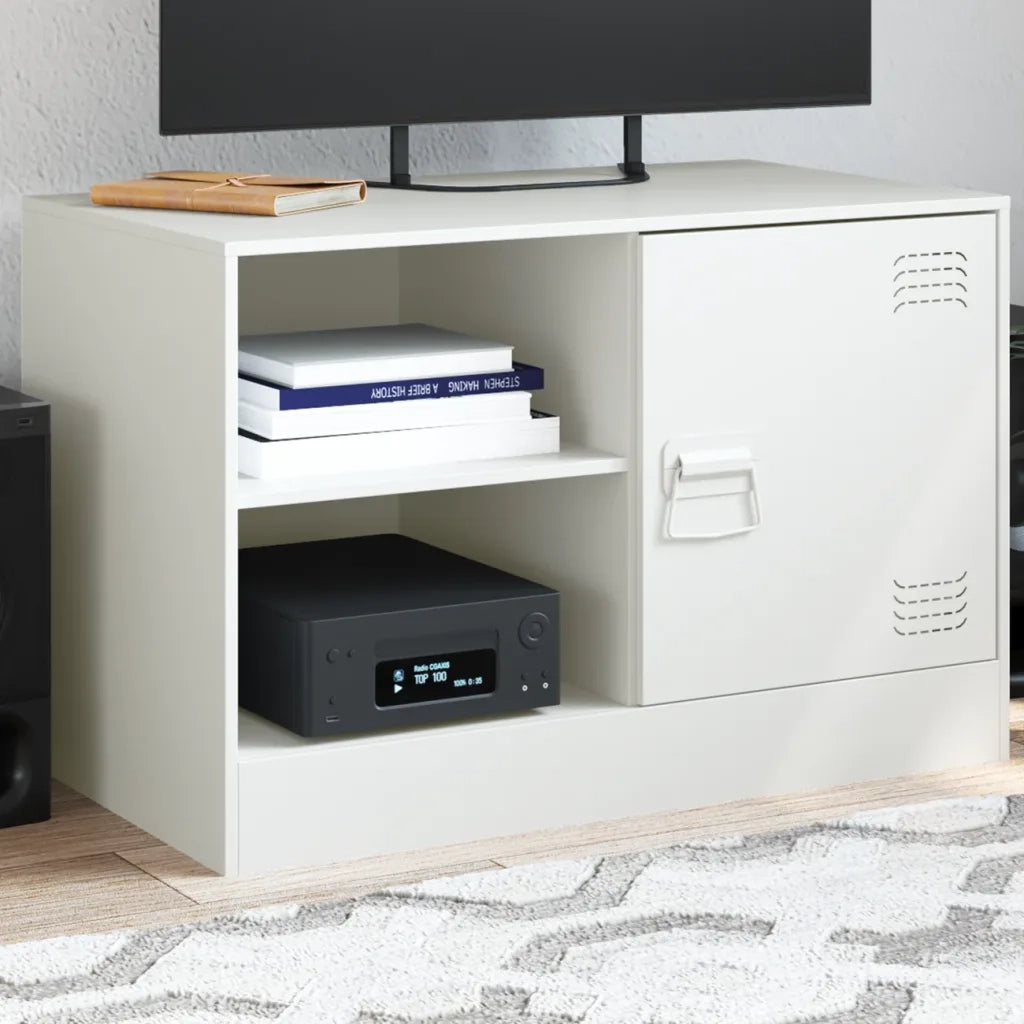 Mobile Porta TV-Mobile per TV-Credenza TV Bianco 67x39x44 cm in Acciaio 910247
