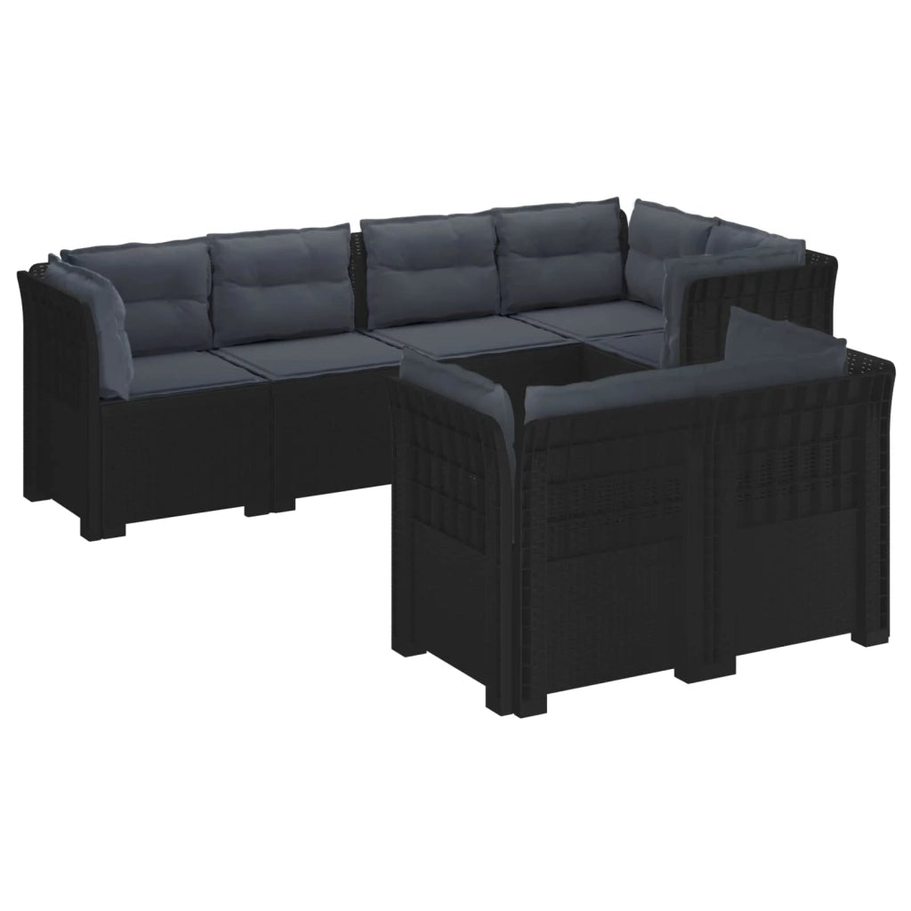 Divano 7 Posti da Giardino con Cuscini Aspetto Rattan PP 3444161